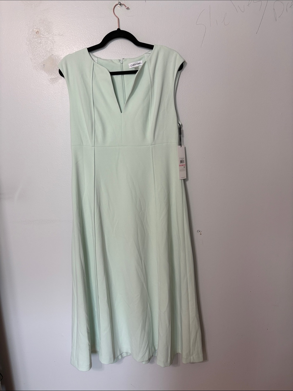 NWT Calvin Klein Mint Green Fit & Flare Midi Dress Size 10 - Picture 2 of 7
